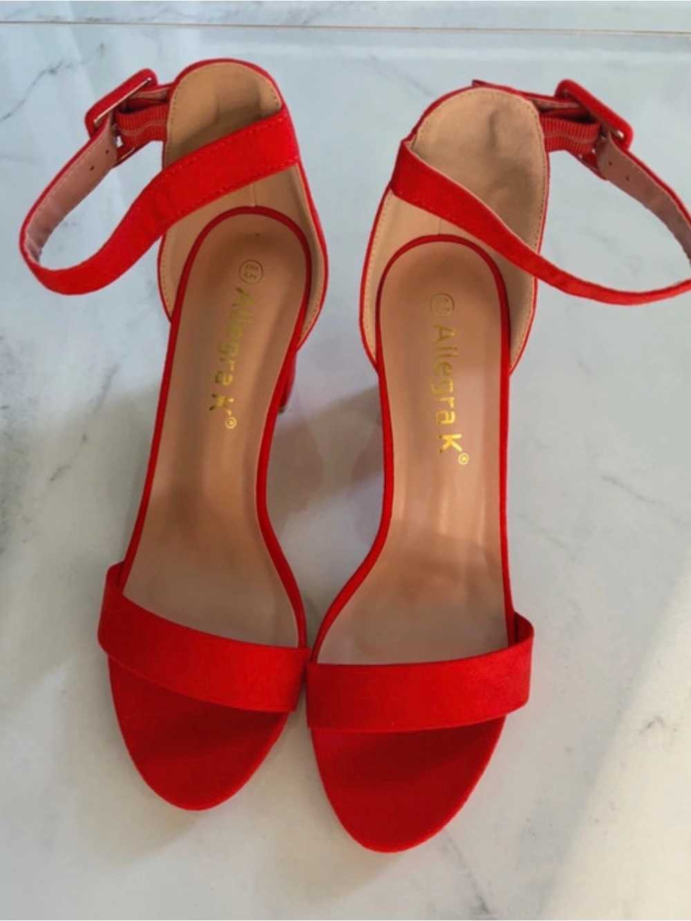 Allegra K Orange Open-Toe Ankle-Strap Block Heel Sandals 8.5 NWT Box